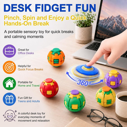KIDLYCO Spinner Ball | Press & Spin Stress Relief Toy for Kids & Adults