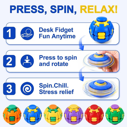 KIDLYCO Spinner Ball | Press & Spin Stress Relief Toy for Kids & Adults