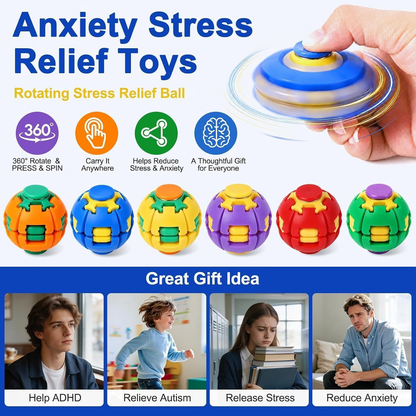 KIDLYCO Spinner Ball | Press & Spin Stress Relief Toy for Kids & Adults