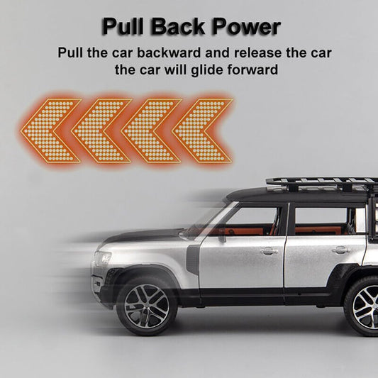KIDLYCO Defender Large Size 1:24 Luxury Die-Cast Car with Pull Back, Lights & Sound
